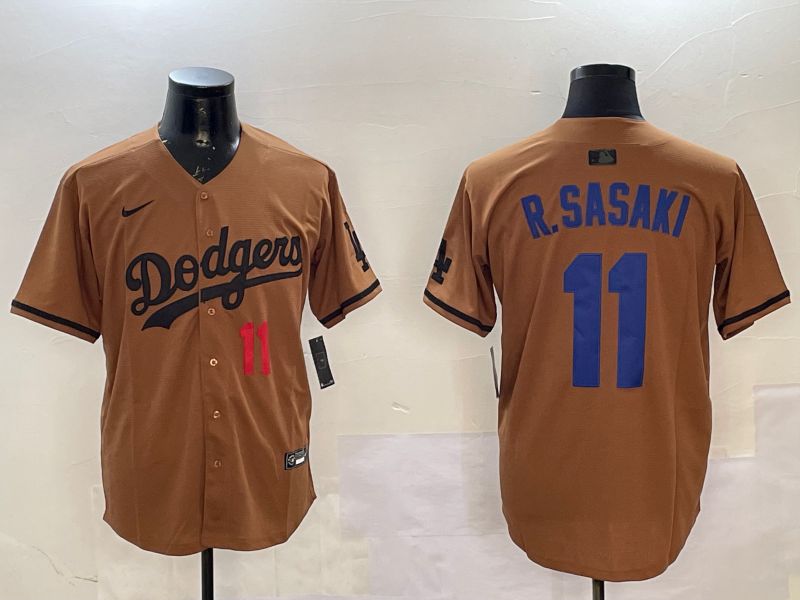 Men Los Angeles Dodgers 11 R.Sasaki Brown Fashion Game 2025 Nike MLB Jersey style 2